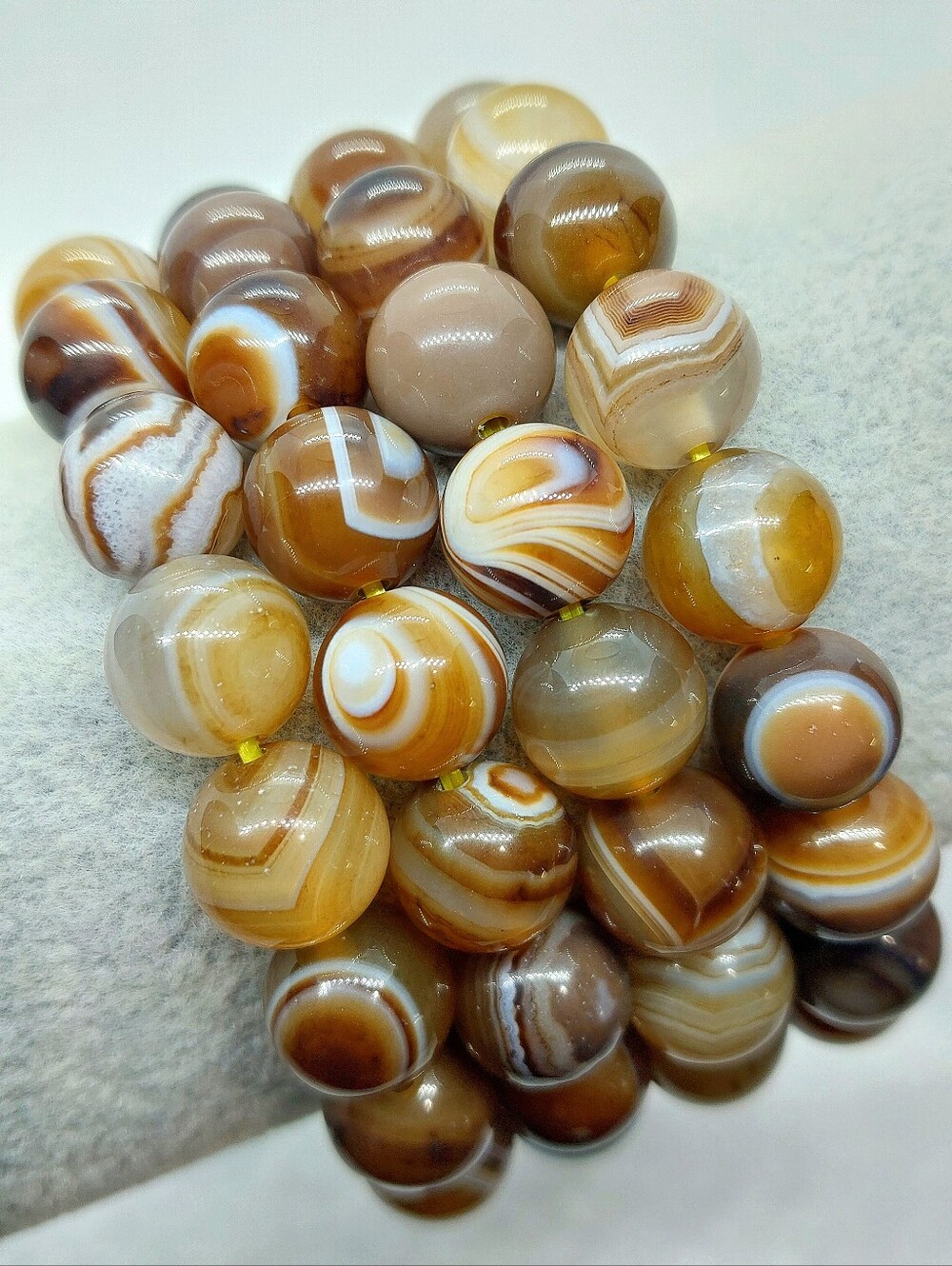 🤎 10mm "Caramel" Coffee Natural Agate Bracelets